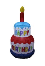 4 FOOT TALL INFLATABLE HAPPY BIRTHDAY CAKE Party Outdoor Yard Lawn Decor... - £39.27 GBP