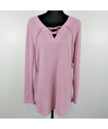 Lane Bryant Thermal Long Sleeve Top Light Purple Waffle Texture Lace Fro... - $14.46