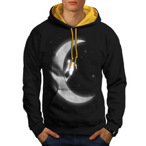 Wellcoda Skateboard On Moon Mens Contrast Hoodie, Crazy Casual Jumper - £31.19 GBP