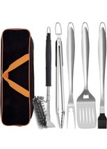 Leonyo Black BBQ Tool Set 6 Pc Set And Tote Bag Stainless Steel - £15.61 GBP