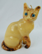 8&quot; Siamese Cat Candle Glass eyes Handcrafted Carve Kitten Hand Made Wax New - £12.85 GBP
