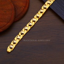 Man Men&#39;s Exclusive Gold Hollow Bracelet 22k Yellow Gold Light weight Bracelet15 - £1,846.48 GBP+