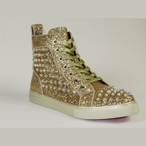 Mens High Top Shoes By FIESSO AURELIO GARCIA ,Spikes Rhine stones 2409 Gold image 2