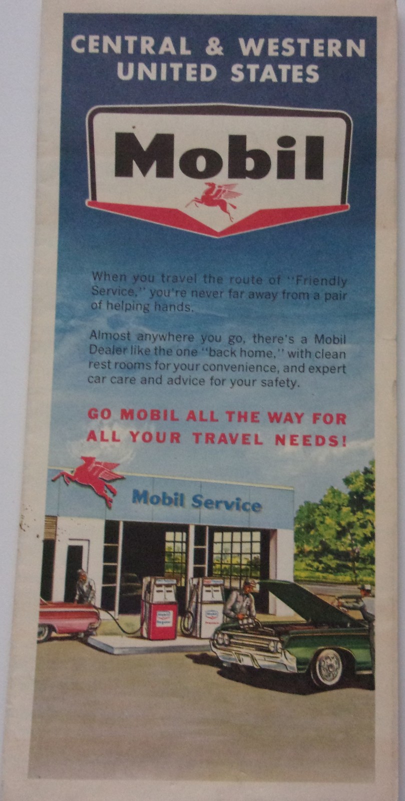 Vintage Mobil Central &amp; Western United States Road Map 1964 - $2.99