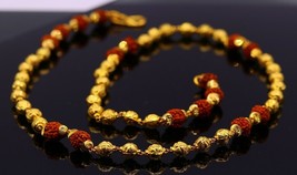 22 Kt 18 inch Yellow Gold Rudraksha Ball Beaded Chain Necklace Unisex Jewelry - £3,146.44 GBP