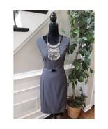 Calvin Klein Sheath Dress Women Size 12 Gray Sleeveless Belted Career Of... - $47.06 CAD