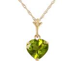 Galaxy Gold GG 14K Solid Yellow Gold Natural Peridot Heart Pendant Neckl... - $370.25