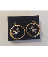 Vintage 2008 Avon Flying Witch on Broom Halloween Earrings Dangle Hoops  - $220.05 MXN