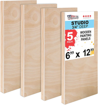 6&quot; x 12&quot; Birch Wood Paint Pouring Panel Boards Watercolor Encaustic Pack of 4  - £36.81 GBP