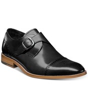Men Black Single Buckle Strap Plain Cap Toe Genuine Leather Handmade Mon... - £119.22 GBP