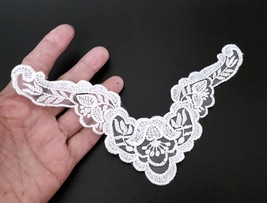 8&quot; wide 3-10 pcs V shape White Neckline Lace Patch Collar Motif Applique A105 - £4.78 GBP+