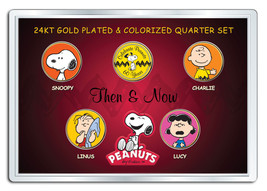 PEANUTS * Then &amp; Now * 24K Gold Plated US State Quarter 5-Coin Set CHARL... - £14.58 GBP