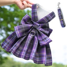 Bow Dog Collar Skirt Cute Pet Harness with Breast Strap Traction Rope Cat Dogs C - £37.58 GBP