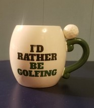 Golfer Coffee Mug Cup &quot;I’d Rather Be Golfing&quot; Golf Ball On Handle 4.25&quot; ... - $8.63