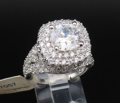 925 Sterling Silver - Vintage Multi Stone Cubic Zirconia Halo Ring Sz 7-... - £53.81 GBP