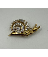Swarovski Vintage Clear Crystal Snail Brooch Swan Pin Jewelry Gold Plated - $33.85 CAD