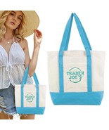 Trader Joe&#39;s Canvas Tote Bag, Blue and White, Mini Size - $36.25
