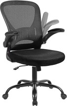 Youhauchair Mesh Office Chair, Ergonomic Computer Chair With Flip-Up Arms, Black - £114.22 GBP