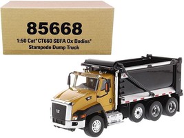 CAT Caterpillar CT660 SBFA with Ox Bodies Stampede Dump Truck Yellow and Black - £86.30 GBP