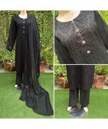 Pakistani Black 3 Pcs Fancy Chiffon Dress with thread embroidery ,XL - €82,46 EUR