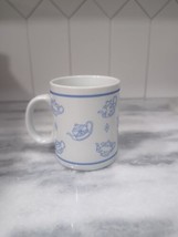 Cordon Bleu Coffee Mug With Tea Pots and KettleS Design Blue White - $11.88