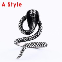 Steel soldier snake ring stainless steel men unique punk biker rock 3D design hi - £8.67 GBP