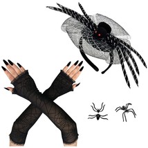 Halloween Spider Headband Spider Earrings Lace Spider Web Gloves Women Black Wid - £17.59 GBP
