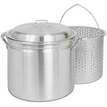 Bayou Classic 4034 34-qt Aluminum Stockpot w/ Basket Features Domed Vent... - $133.96 CAD