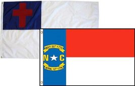 2x3 Christian Christ &amp; State North Carolina 2 Pack Flag Wholesale Combo 2&#39;x3&#39; Ba - £7.56 GBP