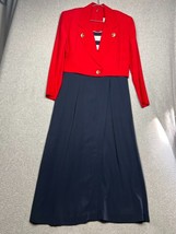 Vtg Sailor Stripes Long Midi 1 Piece Dress Wmn 9/10 Made in USA Nautical Pinup - £51.31 GBP