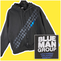 Blue Man Group Hoodie Mens L Black Universal Orlando Theme Park Souvenir Adult - £18.76 GBP
