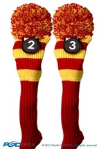New 2 pc RED YELLOW 2 3 retro KNIT Hybrid Rescue golf club headcover Head cover - £20.14 GBP