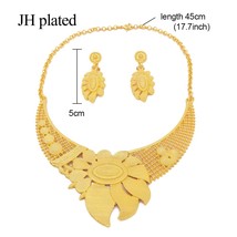 Jewelry sets sun flower new Dubai gold color ornament for women bridal necklace  - $25.62