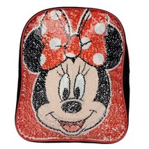 Disney  MICKEY &amp; MINNIE MOUSE 12&quot; Reversible Red &amp; Black Sequins Backpack 2019 - £5.37 GBP