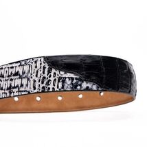 Caribe Genuine Exotic Caiman Fuscus Back and Belly Belt Black / Newspaper image 2