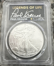 2023- American Silver Eagle- PCGS- MS70-First Strike-Legends- Paul Krause Signed - £87.72 GBP