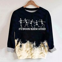  Women Sweatshirts Y2K Skeleton Dancing Print Japanese Style Woman Sweatshirt St - £46.71 GBP