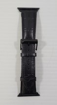 *B3) Caperci Smartwatch Genuine Leather Buckle Strap Band Textured Black 24 - $9.89