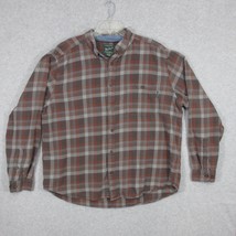 Woolrich Men&#39;s Button Up Flannel Shirt Brown Orange Plaid Long Sleeve 2XL - £15.11 GBP