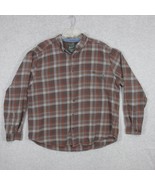 Woolrich Men&#39;s Button Up Flannel Shirt Brown Orange Plaid Long Sleeve 2XL - £15.36 GBP