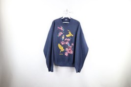 Vintage 90s Streetwear Womens 2XL Faded Florida Flower Bird Crewneck Sweatshirt - £38.89 GBP