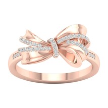10K Rose Gold 0.12Ct TDW Diamond Knot Ribbon Ring - £231.80 GBP