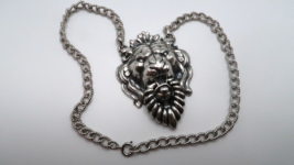 Vintage N API Er Silver Lion Door Knocker Statement Necklace 18&quot; - £118.70 GBP