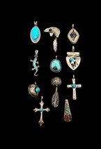 Navajo Sterling Silver Turquoise Multi Stone Pendant Charm Resale Lot 007 - £199.83 GBP