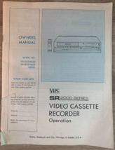 SR 2000 Series Video Cassette Recorder: User Manual: Sears, VHS, Vintage... - $19.79