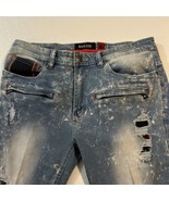 35 x 33 ~ Tag: 34 x 32 ~ Makobi MK Men’s Destroyed/Distressed Patched Jeans - £45.96 GBP