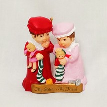 My Sister My Friend Ornament 1999 2&quot; Hallmark Little Girls Stockings Dolls - £13.65 GBP