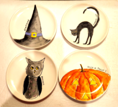 RAE DUNN Artisan Fat Jack Whooo Bewitching Scaredy Cat Round Plate Set Retired - £40.26 GBP