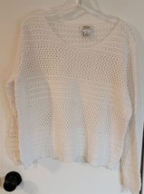 Womens Plus Petites 2XP Talbots White Round Neck Long Sleeve Openwork Sweater - £7.12 GBP