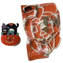 Halloween Light Up Pumpkin Black Cat Magnet - £4.03 GBP